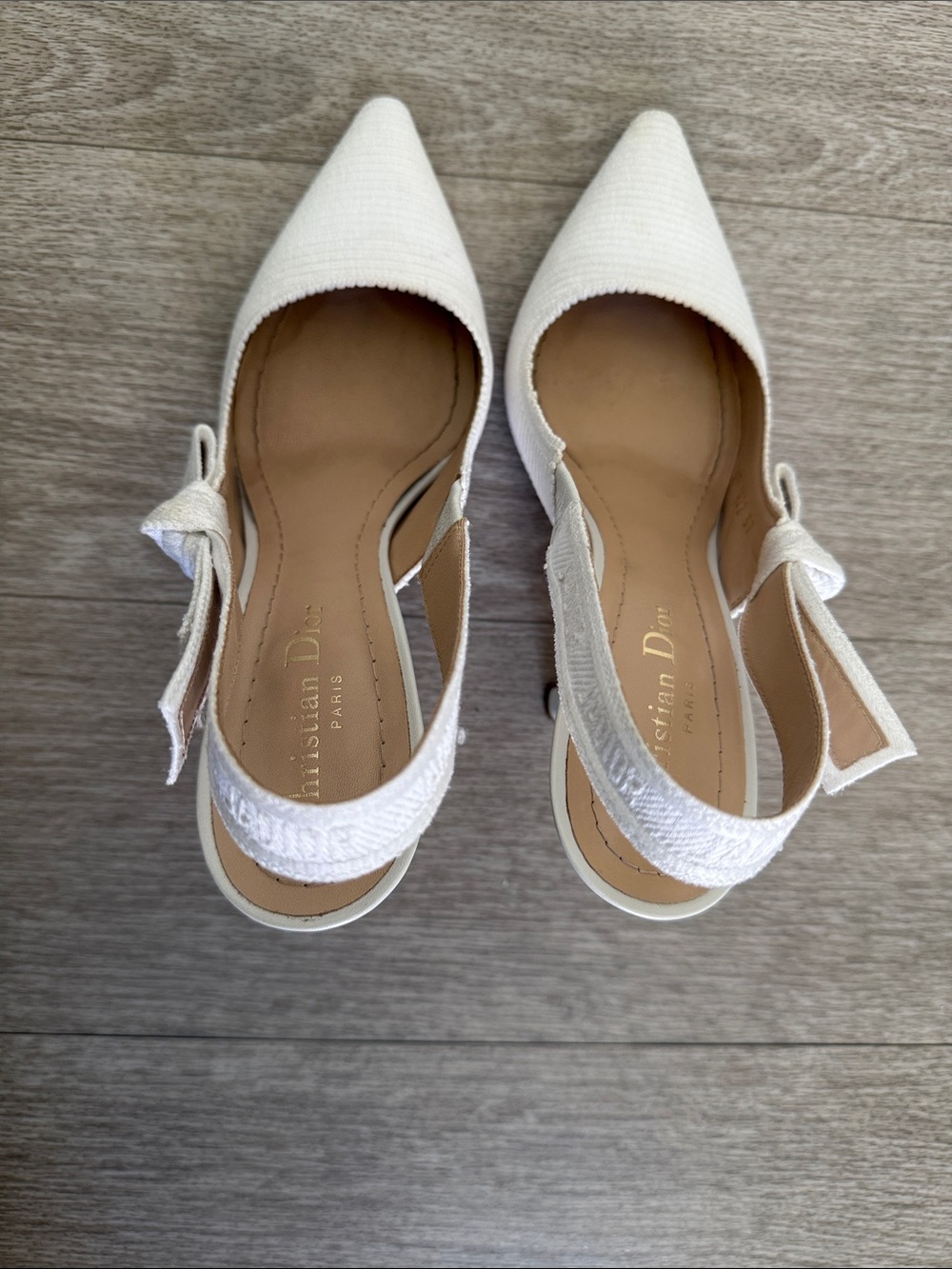 Christian Dior J’Adior White Embroidered Slingback Heels – Size 37 – Bridal - Picture 8 of 12